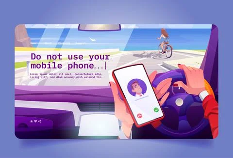 No using mobile phone while driving Stock Illustration