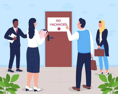 No vacancies flat color vector illustration 스톡 일러스트