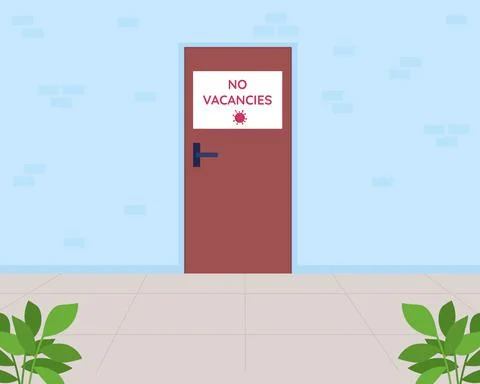 No vacancies flat color vector illustration Stock Illustration