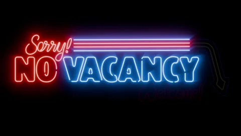 No vacancy flickering neon sign loop animation uniform background easy blending Stock Footage 333244977