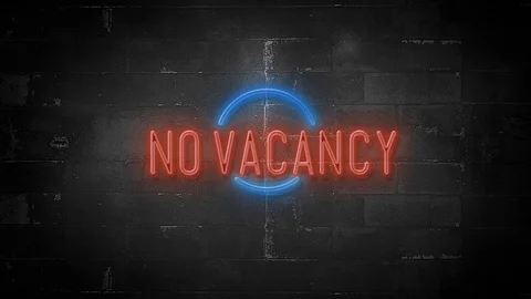 No Vacancy Message on Flickering Neon Sign in 4K Resolution Stock Footage 119321553