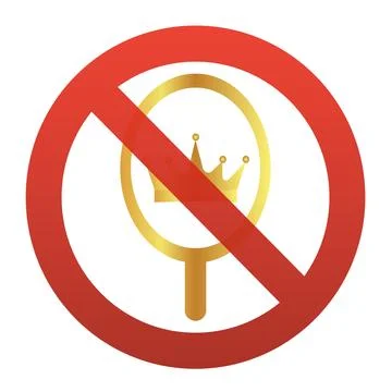 No Vanity Icon Mirror with Crown Prohibited. Vector illustration Stock Illustration
