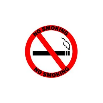 NO VAPING ALLOWED sign. Flat icon in red circle Stock Illustration