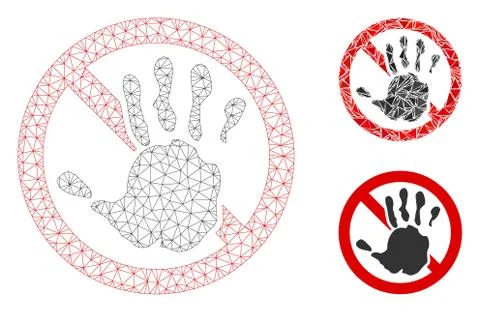 No Vector Mesh Carcass Model and Triangle Mosaic Icon Stock Illustration