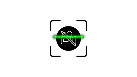 No video icon, camera off with scanning lines, digital display on white bac.. Stock Footage 346498844