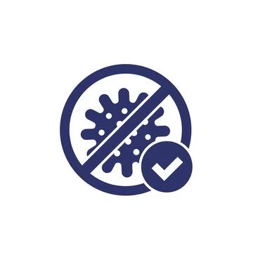 No virus, bacteria icon with check mark 스톡 일러스트