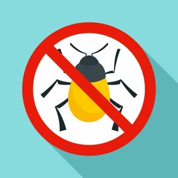 No virus bug icon, flat style Illustrazione stock