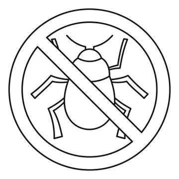 No virus bug icon, outline style Stock Illustration