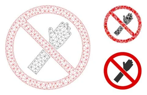 No Voting Vector Mesh Wire Frame Model and Triangle Mosaic Icon Stock Illustration