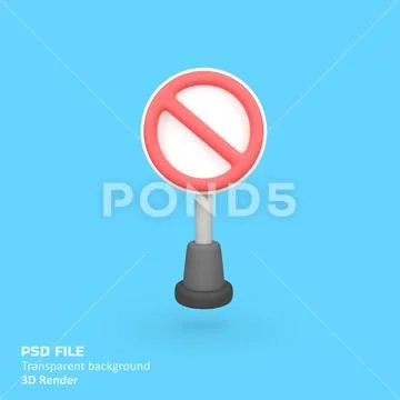 No waiting road sign traffic isolated 3d render icon illustration Modello PSD