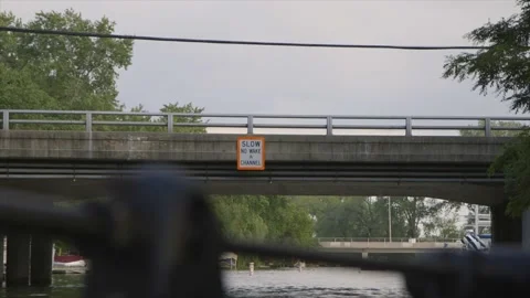 No wake sign bridge Stock Footage 232870351
