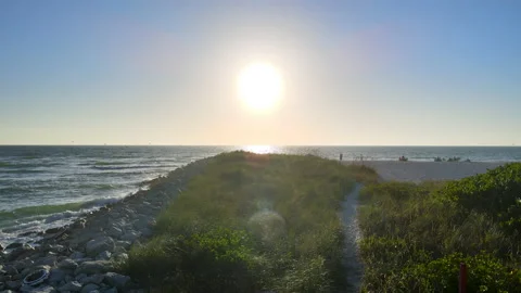 No Wake Sign From a Distance, Drone Panorama Shot Before Sunset in Ocean Stock Footage 169477607