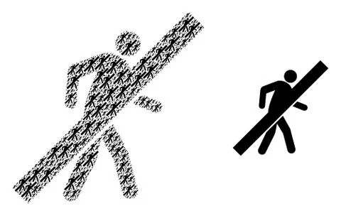 No Walking Man Composition of No Walking Man Items and Original Icon Stock Illustration