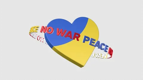 No War, 3d loop animation with Ukrainian flag colored heart Stock Footage 201259361