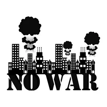 No war banner with a smoke explosion on a buidings Ilustración de archivo