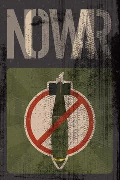 No War calligraphy and stop bombing sign poster with ink stains from copy m.. Stock Illustration