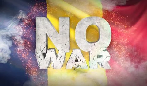 No war concept. Flag of Chad. Waved highly detailed fabric texture. 3D Stock-Illustration