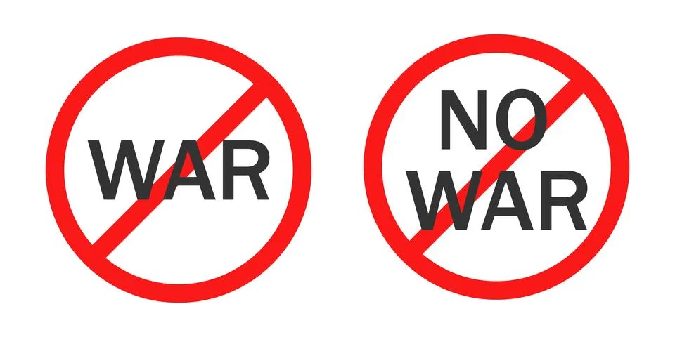 No war icon. Stop aggression symbol. Sign prohibition conflict vector. Stock Illustration