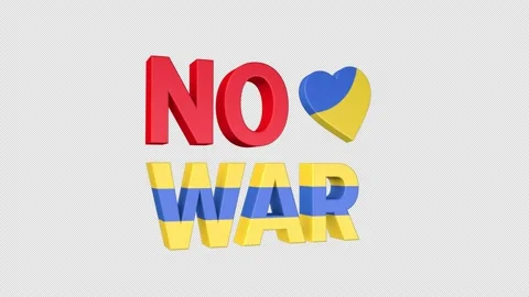 No War, loop animation with text and Ukrainian flag colored heart, 3D render Stock Footage 201880008