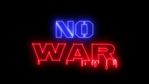 No war stop war neon animated neon text stop war no war 4k looping flashing Stock Footage 311873983