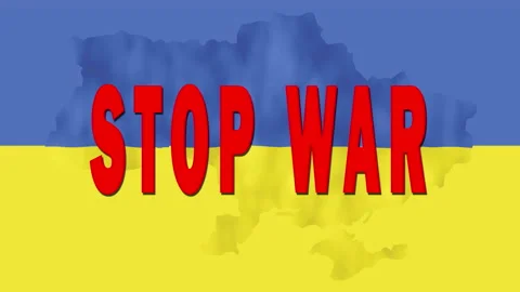 No War in Ukraine. Stop aggression. Text animation. National Ukrainian flag Stock Footage 171028674