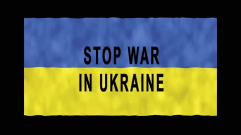 No War in Ukraine. Stop aggression. Text animation. National Ukrainian flag Stock Footage 171028709