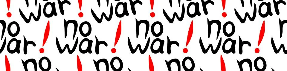 NO WAR - vector seamless pattern of inscription doodle handwritten on theme o Stock Illustration