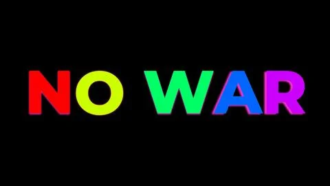 NO WAR words with rainbow colored letters on black background Stock Illustration