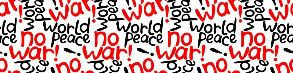NO WAR, World peace - vector seamless pattern of inscription doodle handwritt イラスト素材