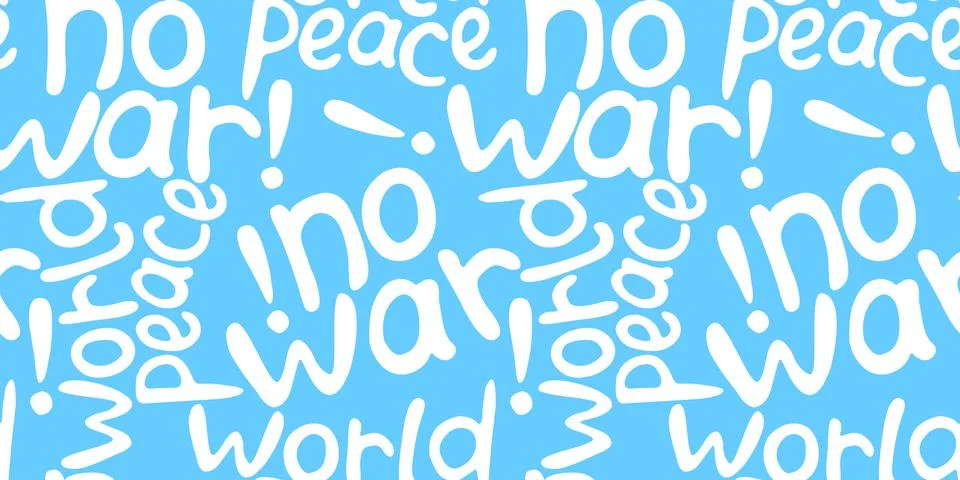 NO WAR, World peace - vector seamless pattern of inscription doodle handwritt イラスト素材