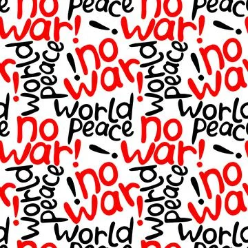 NO WAR, World peace - vector seamless pattern of inscription doodle handwritt イラスト素材