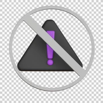 No warning sign with exclamation User Interface 3D icon Stock Illustration