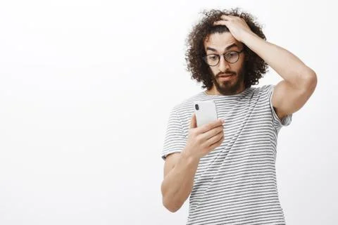 No way, cannot handle this pressure. Frustrated confused male with beard 스톡 사진