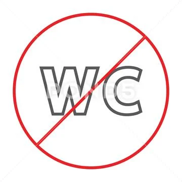No wc thin line icon, prohibited and closed, no restroom sign, vector graphics Stock Illustration