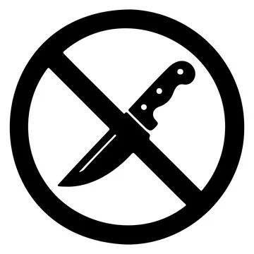 No weapons allowed icon, Prohibited sharp objects symbol Stock Illustration