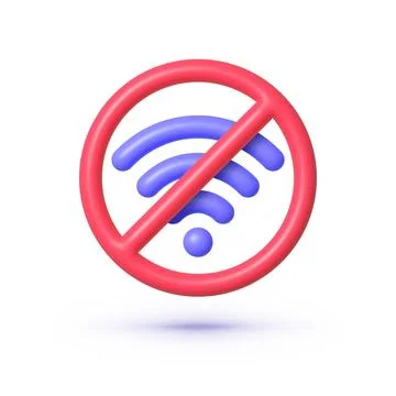 No wifi 3d for web design. Internet network concept. Vector graphic illustration Stock Illustration