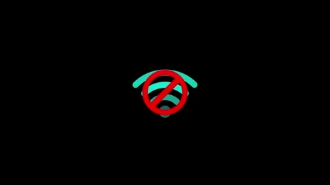 No wifi connection, signal network error animation isolated on black background Stock Footage 345024436