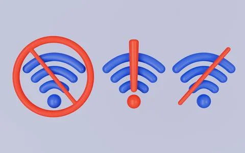 No wifi set in 3d style, Internet network, Global network connection concept 스톡 일러스트