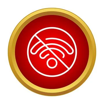 No wifi signal icon with red stop sign Stock Illustration