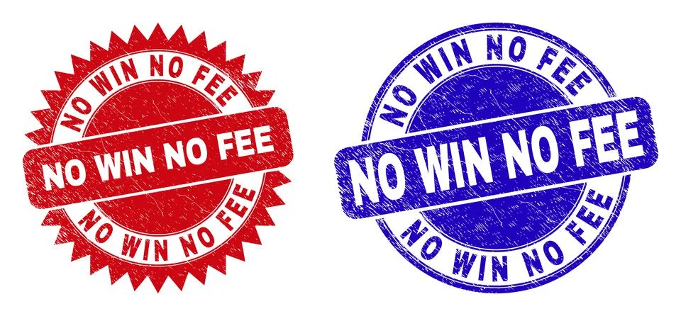 NO WIN NO FEE Rounded and Rosette Seals with Unclean Surface Stock Illustration