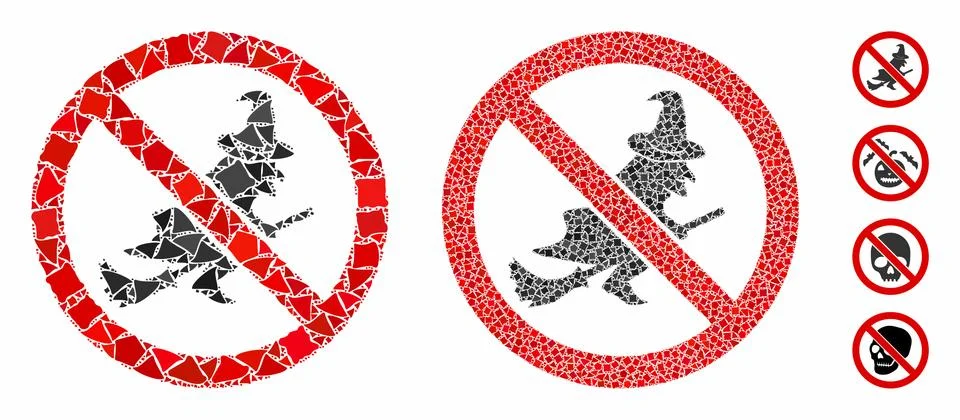No witch flights Composition Icon of Trembly Items 스톡 일러스트