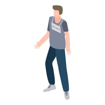 No work young man icon, isometric style Ilustración de archivo
