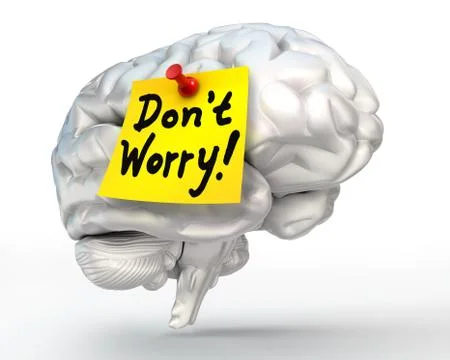 No worry note paper on brain Stock Illustration