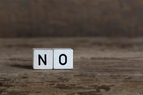 No, written in cubes Foto stock