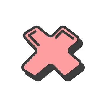 No, wrong, cross sign doodle design element icon Stock Illustration