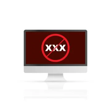 No XXX icon on computer screen. Vector illustration. Ilustración de archivo