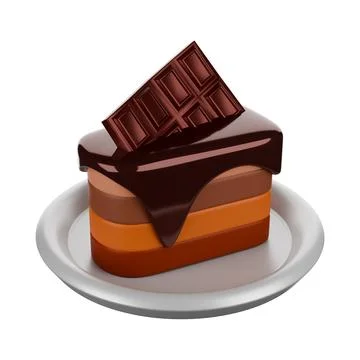 No.02 Chocolate Cake 3D rendering on white background have work path. Stock Illustration