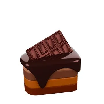 No.03 Chocolate Cake 3D rendering on white background have work path. Stock Illustration