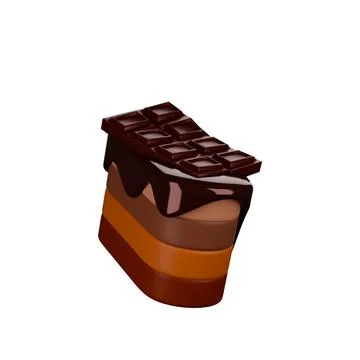 No.04 Chocolate Cake 3D rendering on white background have work path. Stock Illustration
