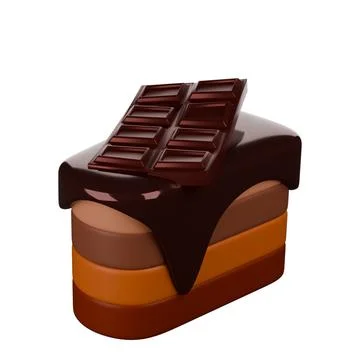 No.06 Chocolate Cake 3D rendering on white background have work path. Stock Illustration